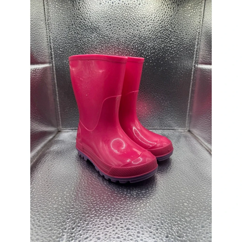 Pink‎ Rubber Rain Boots Toddler Size 5-6 Purple Sole Waterproof Made in Canada